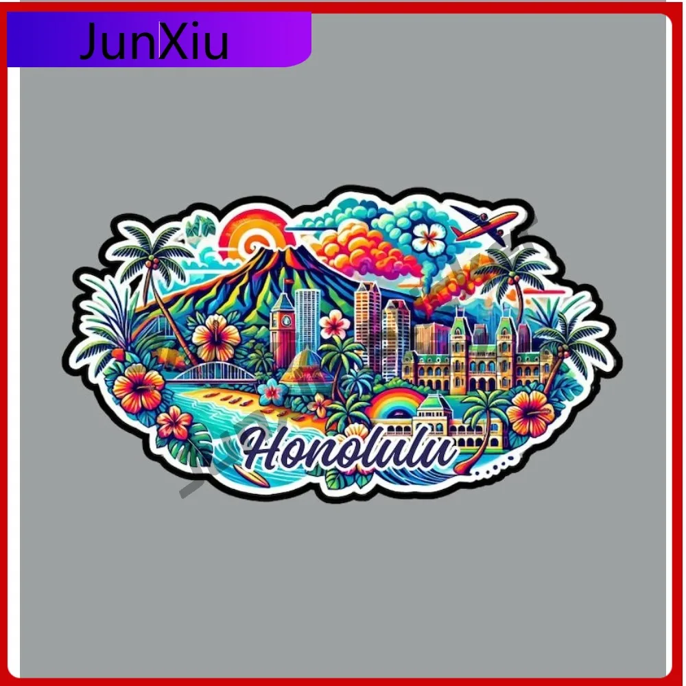 

Honolulu Hawaii Vacation Sticker Decals For Motorcycle Fridge Or Laptop Bicycle Skateboard Waterproof Suv Covers Outdoor Sun Pro