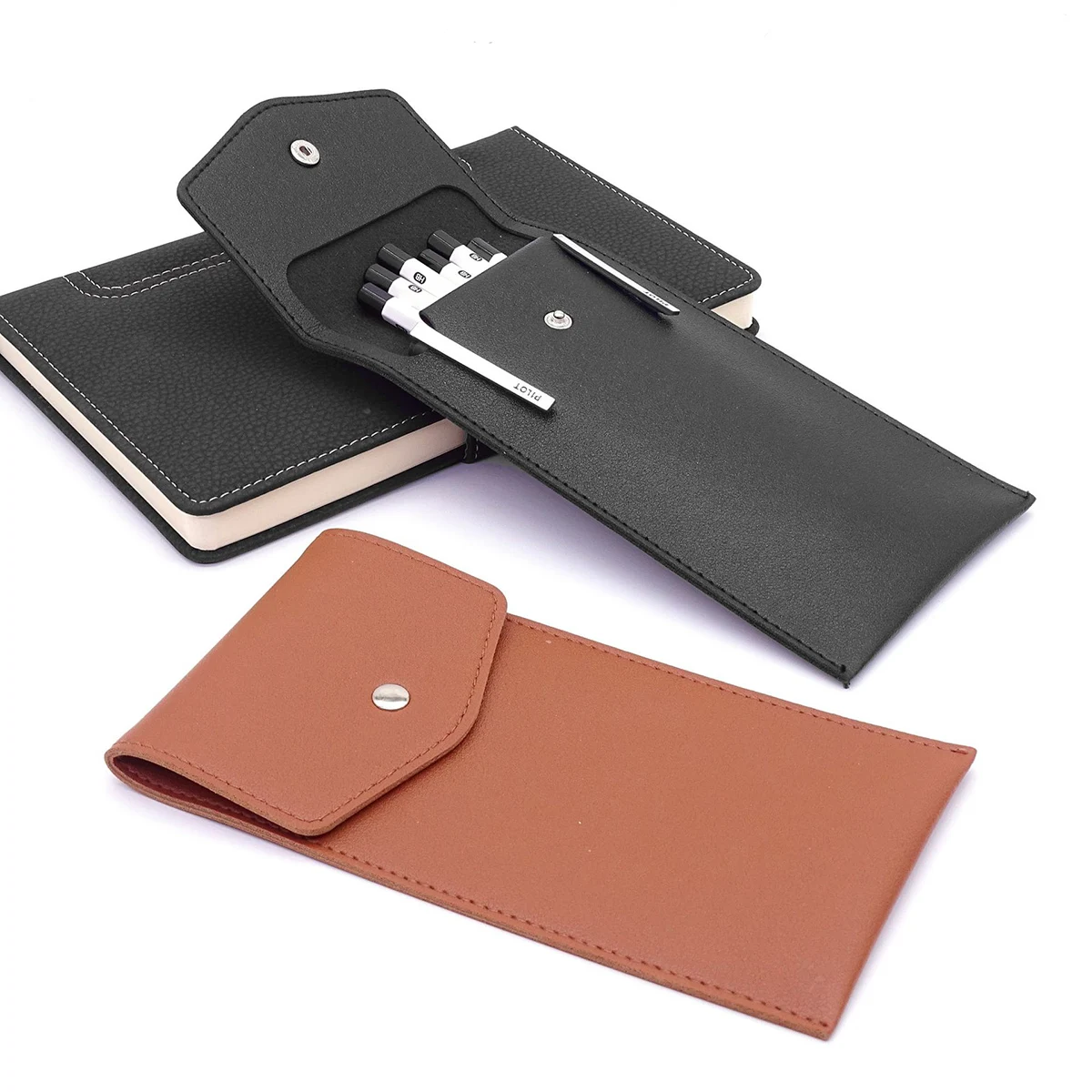 Creative PU Leather Pencil Case Large Capacity Business Signature Pen Storage Bag