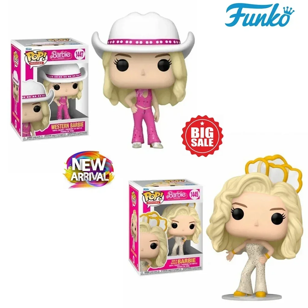 NEW Funko POP MOVIES Gold Disco Barbie 1445# Western Barbie 1447# Vinyl Figure Collection Model Toys for Children Birthday Gift