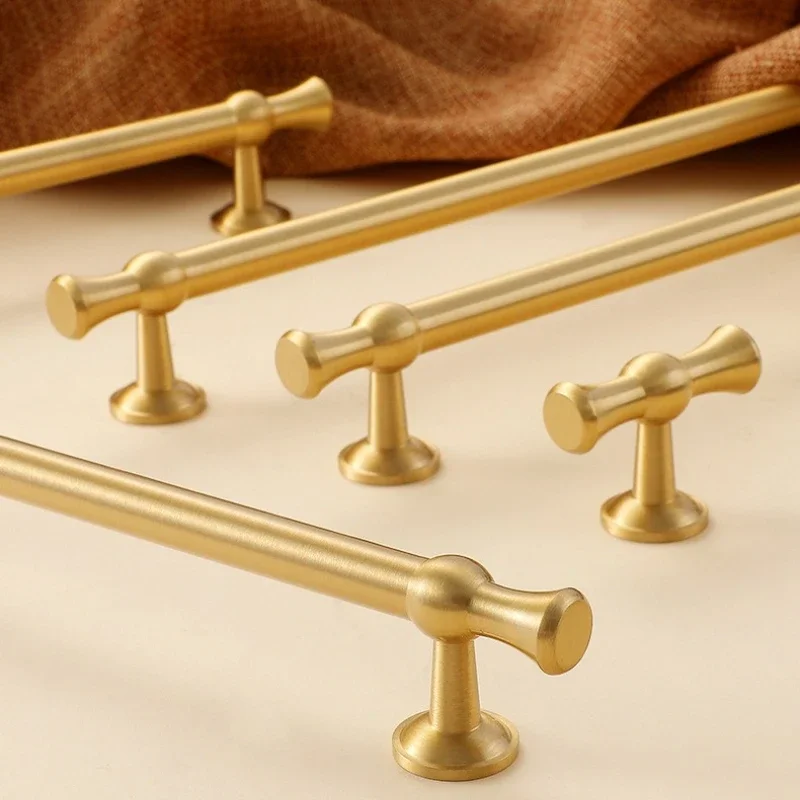 Cabinet Long Handle Furniture Bar Pull French Luxury Brass Wardrobe Handle Copper Nordic Drawer Knob Bedroom Kitchen Door Handle