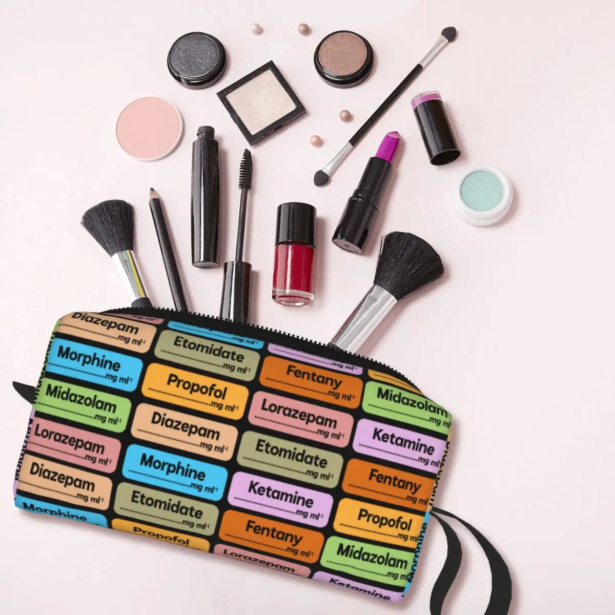 Travel Medicals Nurse Anesthesia Medication Labels Toiletry Bag Kawaii Makeup Cosmetic Organizer for Beauty Storage Dopp Kit Box