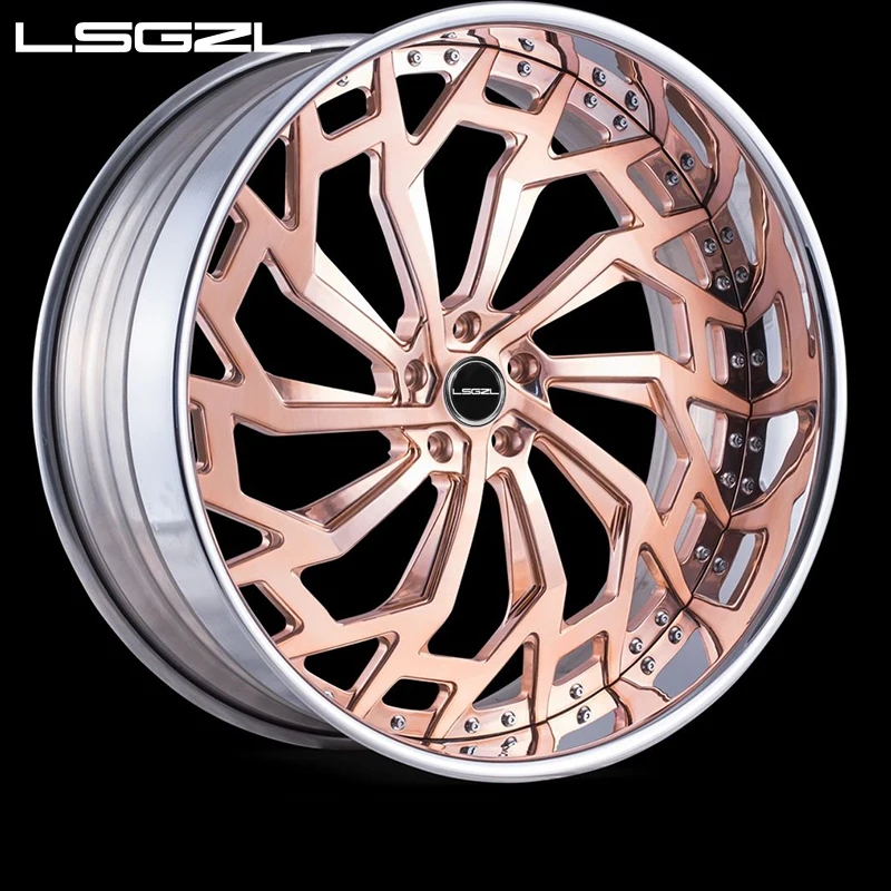 Lsgzl 2 piece forged wheels rim 18 inch 5x114.3 20 24 26 Inch gold rim deep concave wheel for impala dogbreeders dope chevelle