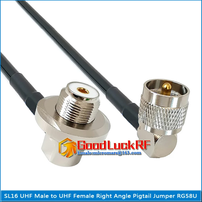 

SL16 UHF Male Right Angle To UHF Female Bulkhead Washer 90 Degree Connector Pigtail Jumper RG-58 RG58 3D-FB cable PL259 SO239