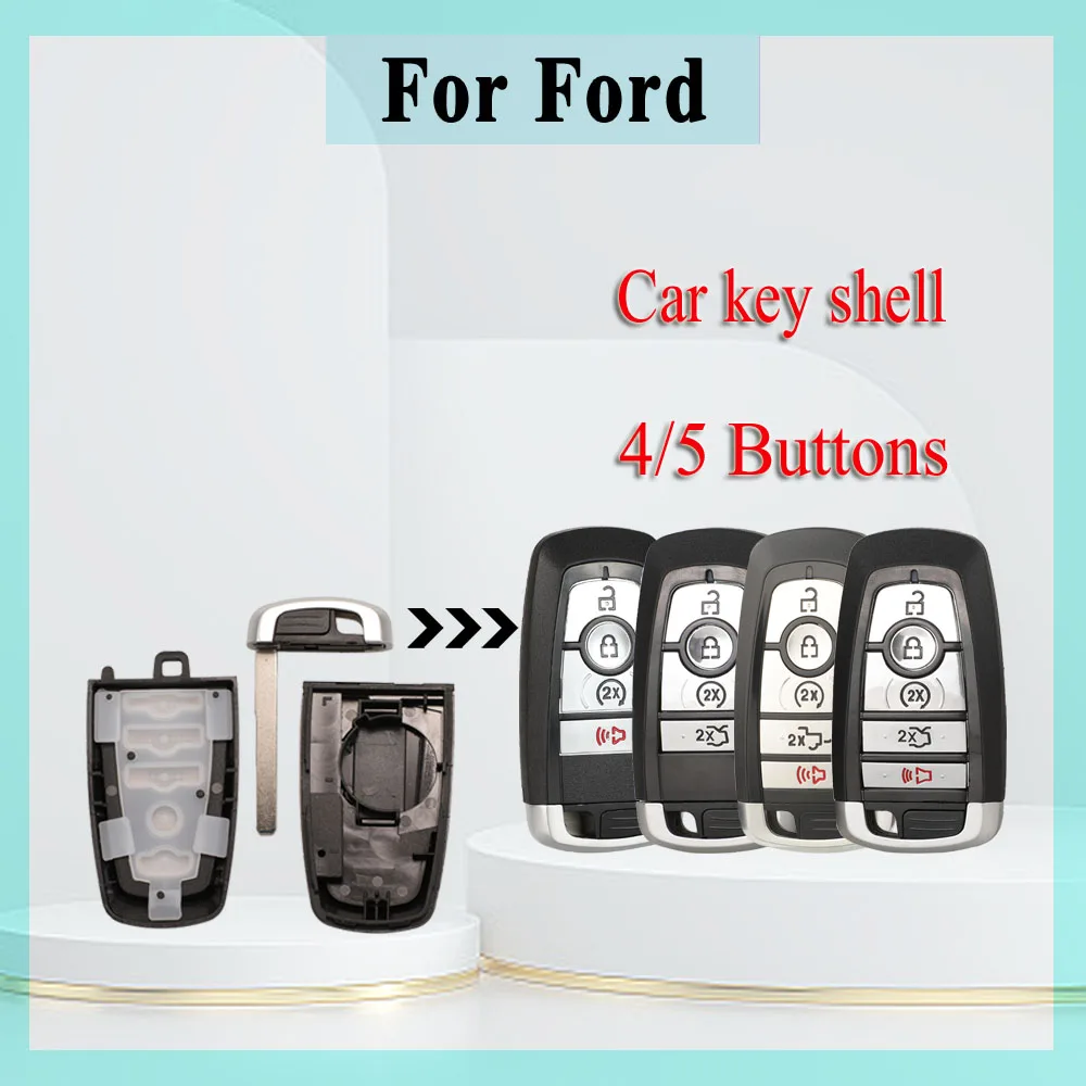 jingyuqin 4/5Buttons Folding Remote Car Key Shell Case For Ford Focus Fusion Mk2 Mk7 Explorer Ranger Uncut Blank HU101 Blade
