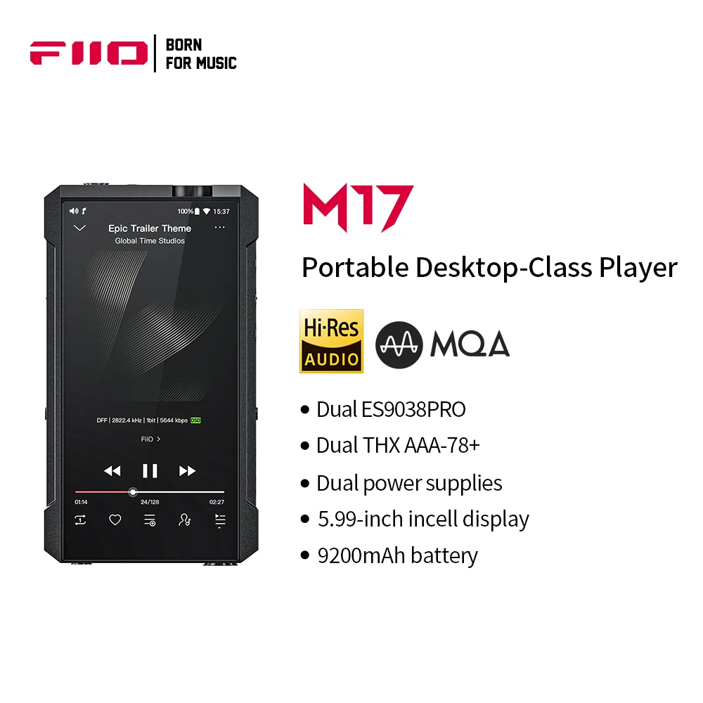 

FiiO M17 Рабочий стол-класс с двойным ES9038PRO /Android 10 5,99 дюймов/THXAAA-78 + DSD512 HiFi Bluetooth 5,0 музыкальный плеер