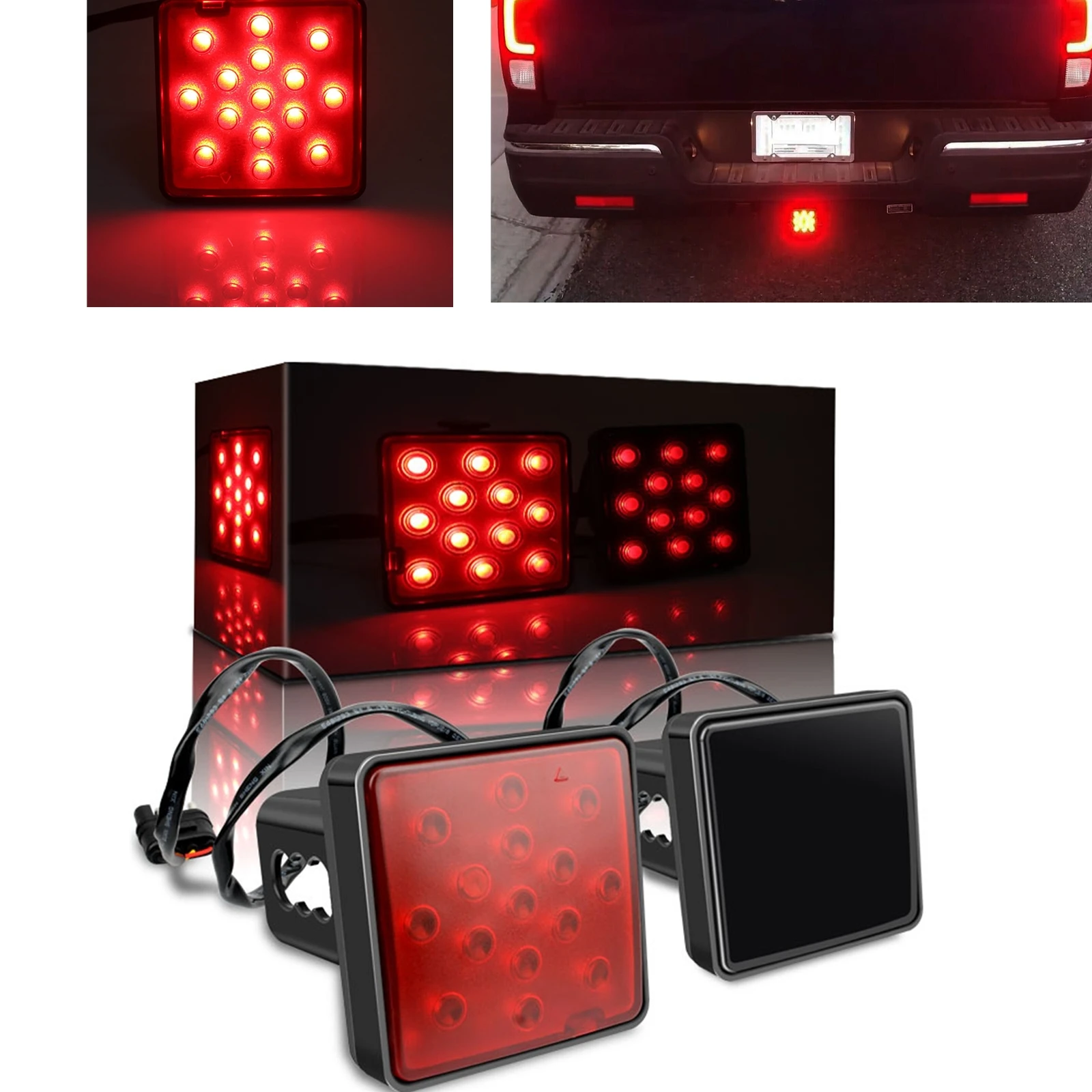 

For Pickup Truck Car 15LEDs Rear Bumper Tow Hook Trailer Cover Brake Light Tail Haul Hitch Traction Signal Stop Strobe Lamp Bulb