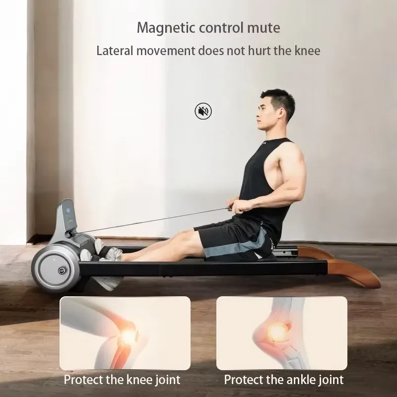 Double Track Stainless Steel Rowing Machine Matte Texture Non Slip Sweat Absorbing Magnetoresistance Safe Home Gym Fitness