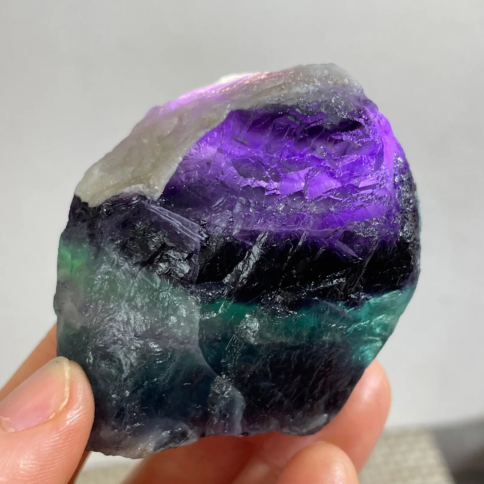 Natural Beautiful Rainbow Fluorite Crystal Rough Stone Specimen Healing