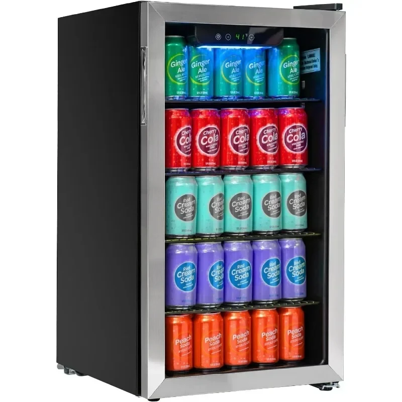 Beverage Refrigerator and Cooler with Glass Door, Digital Thermometer, Cooling Convection Fan, Simple Controls