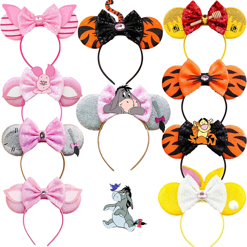 

Disney Winnie The Pooh Bear Headbands Girls Piglet Hair Band Kids Tigger Hair Accessories For Women Pink Bowknot Eeyore Headwear