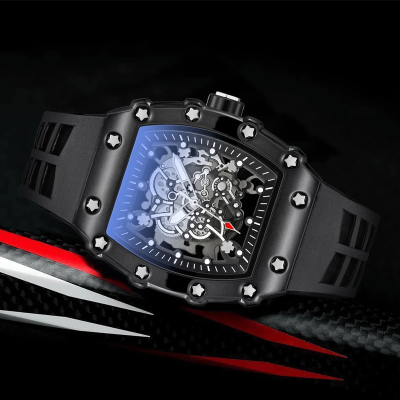 Men's Watch Sporty Classic Punk Fashion Casual Versatile Waterproof Barrel-Shaped Men's Original Watch Men's Quartz Watch Gift