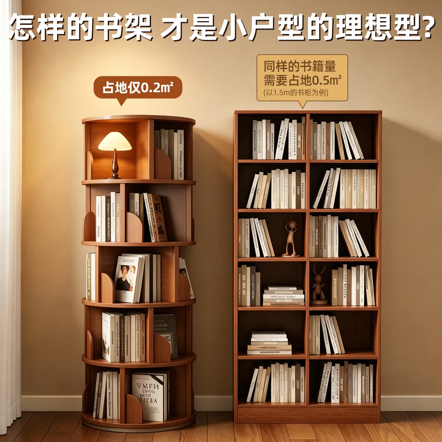 AOLIVIYA 360 Rotating Bookcase Desk Storage Rack Shelf Library Cabinet Kids Organizer Display