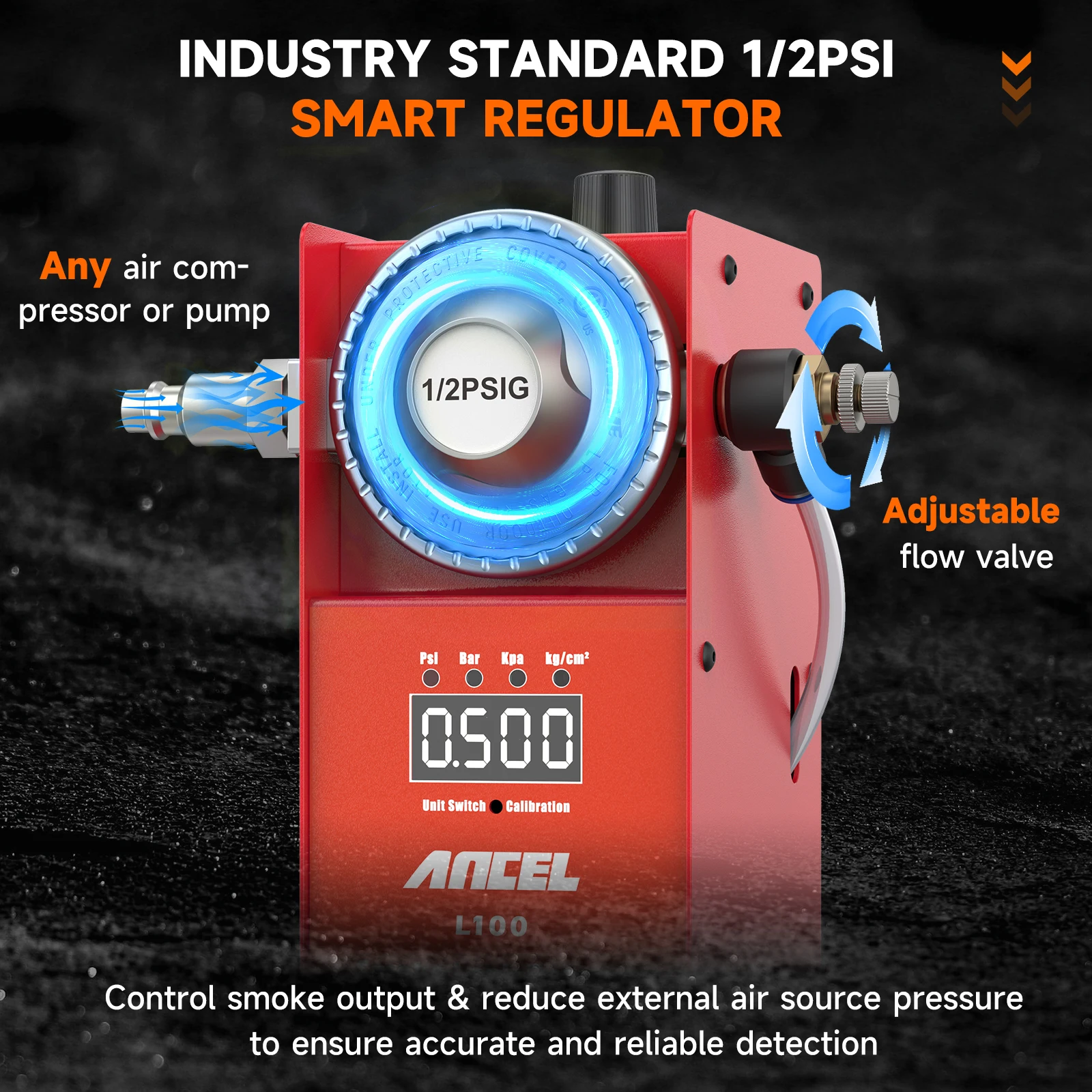 Ancel l100 detector de vazamento de máquina de fumaça automotiva evap fumaça a vácuo com medidor de pressão digital para teste de exaustão de combustível de tubulação