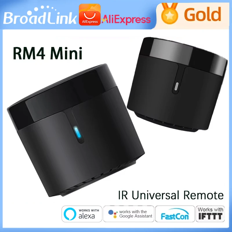 BroadLink RM4 Mini IR Universal Remote with HTS2 WiFi Smart IR Remote Control TV Remote Works with Alexa Google Smart Home