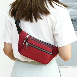 Small Men Women Waist Bag Travel Chest Bag Female Zipper Crossbody Pack Ladies Fashion Sport Shoulder Purse Solid Color Handbag