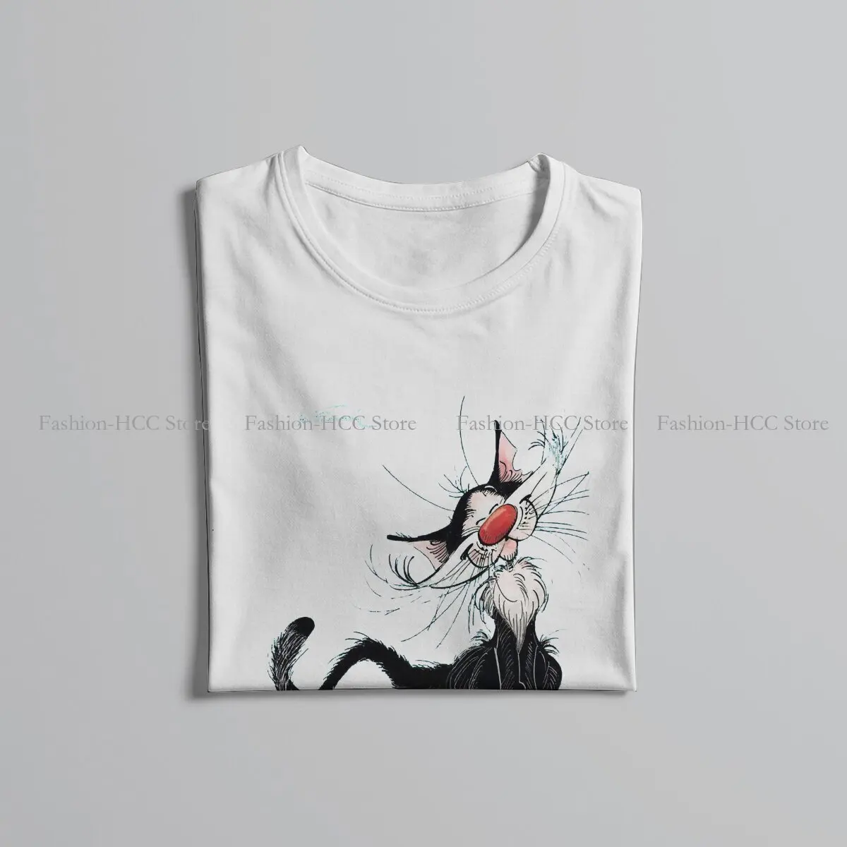 Cat Hipster Polyester TShirts Gaston Lagaffe Comic Male Style Tops T Shirt Round Neck