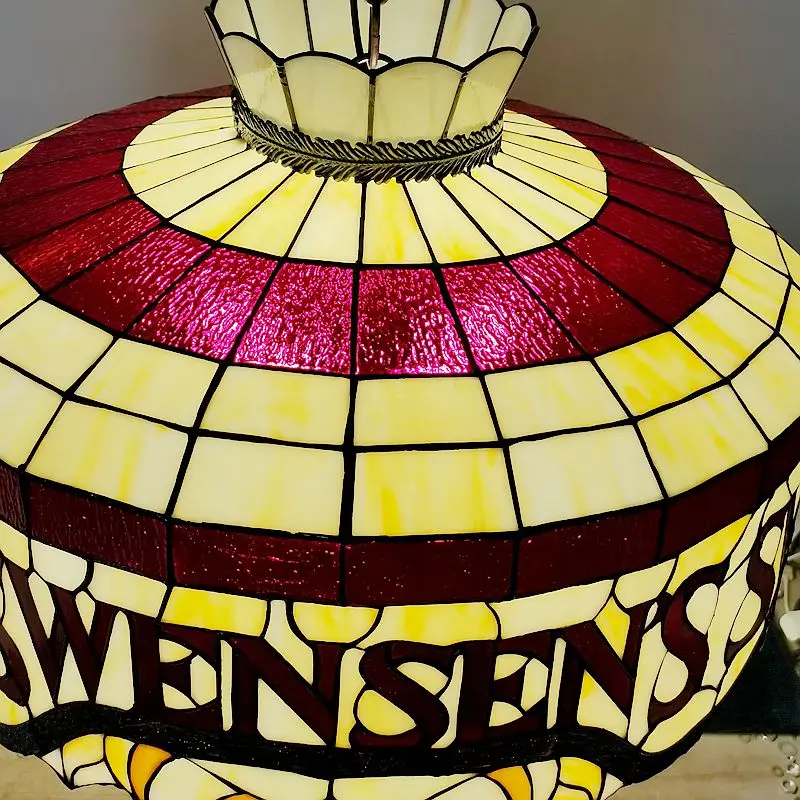 الأوروبي دليل لحام الزجاج الملون الثريا استدارة قلادة أضواء مطعم غرفة المعيشة فندق غرفة نوم LED مصابيح معلقة #3