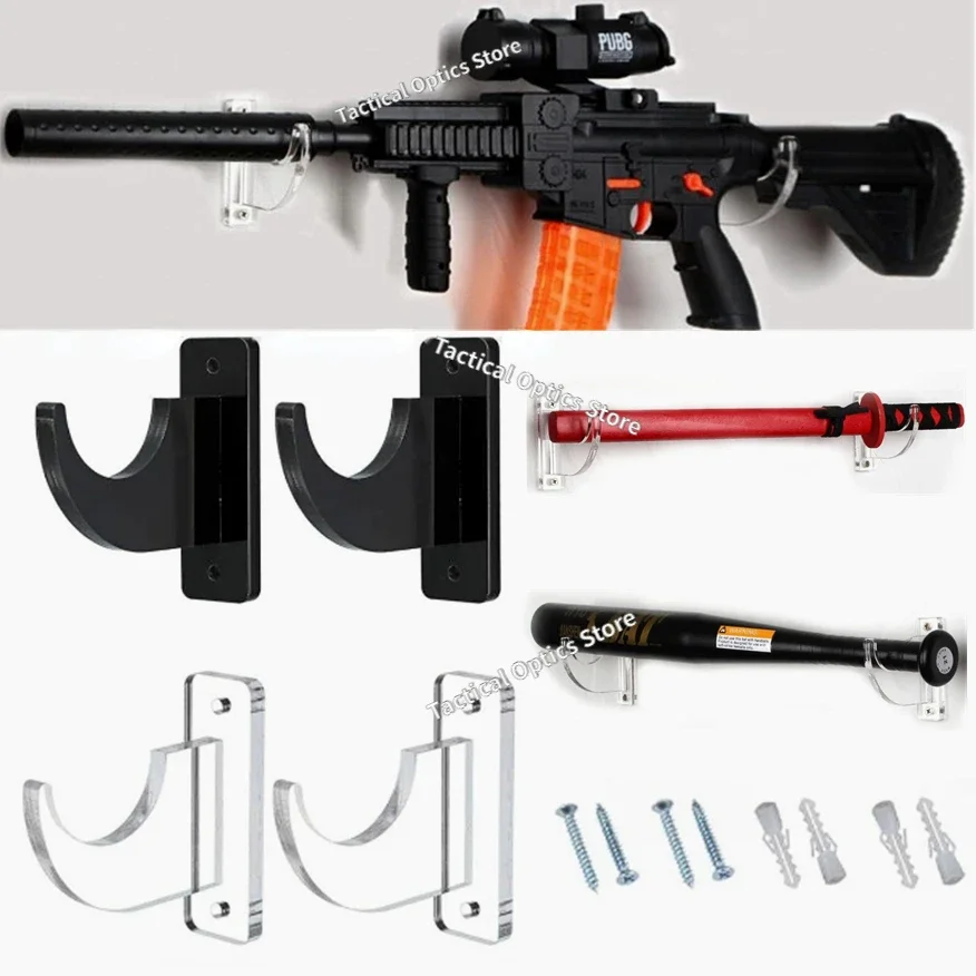 Wall-mounted Gun Display Stand Rifle Airsoft Shotguns Storage Rack Acrylic Hanger Hook for Weapons Support Bow Sword Holder