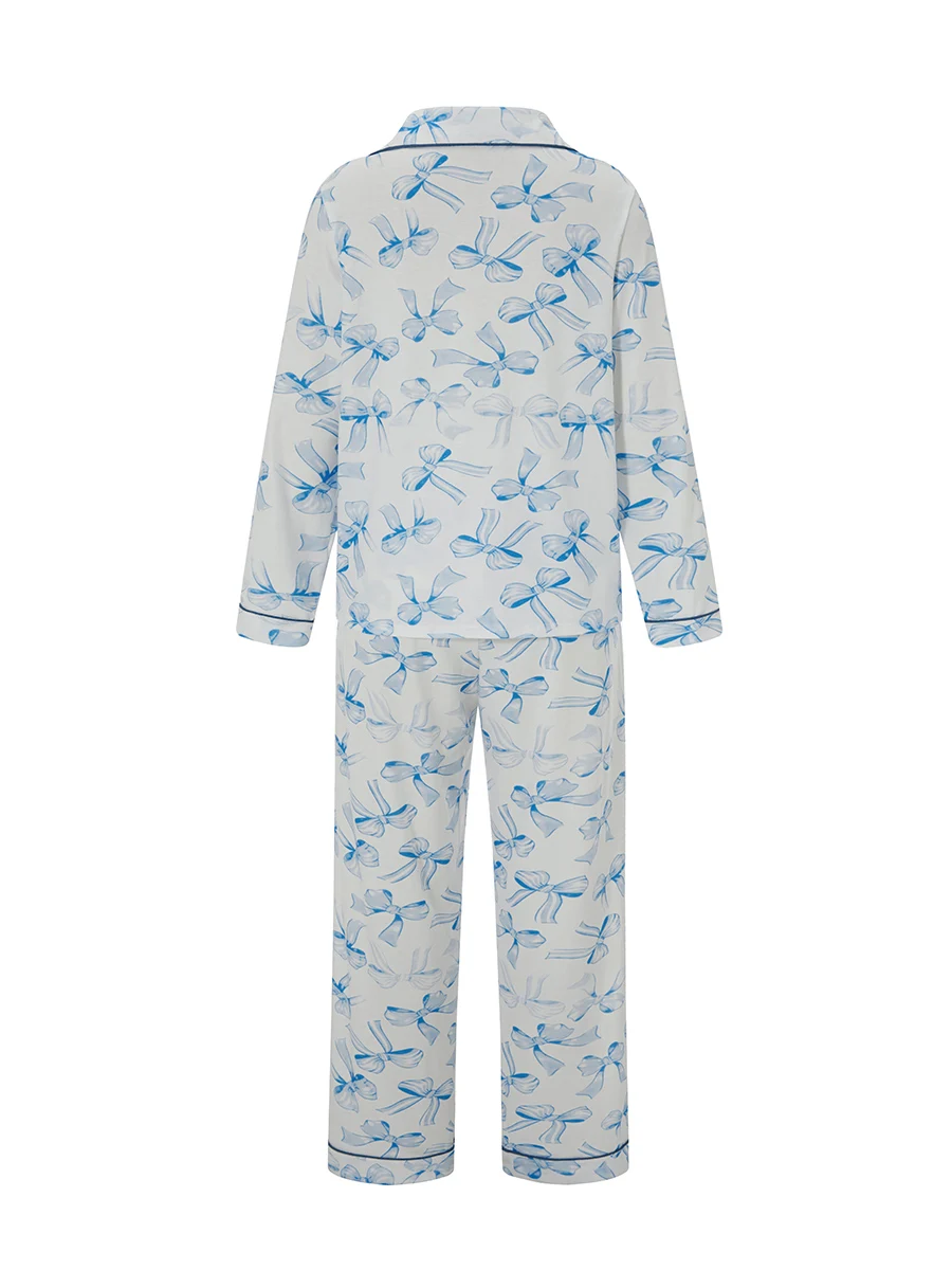 

Women 2 Piece Pajama Set Fashion Long Sleeve Button Shirt and Elastic Pants for Loungewear Soft Sleepwear for Nightwear