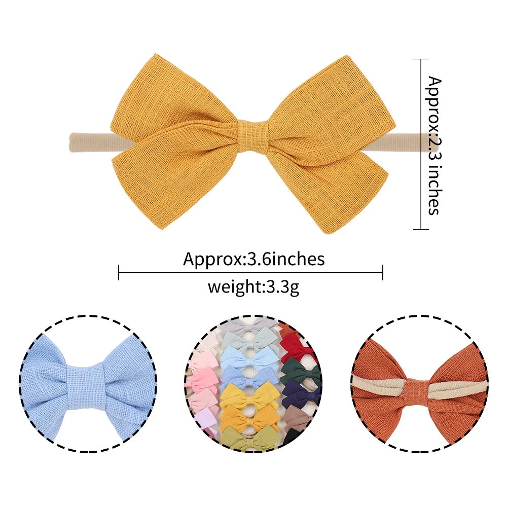 Wholesale 3.6‘’ Sweet Solid Color Bows With Elastic Hair Band For Kids Girls Bowknot Headbands Baby Headwear Hair Accessories