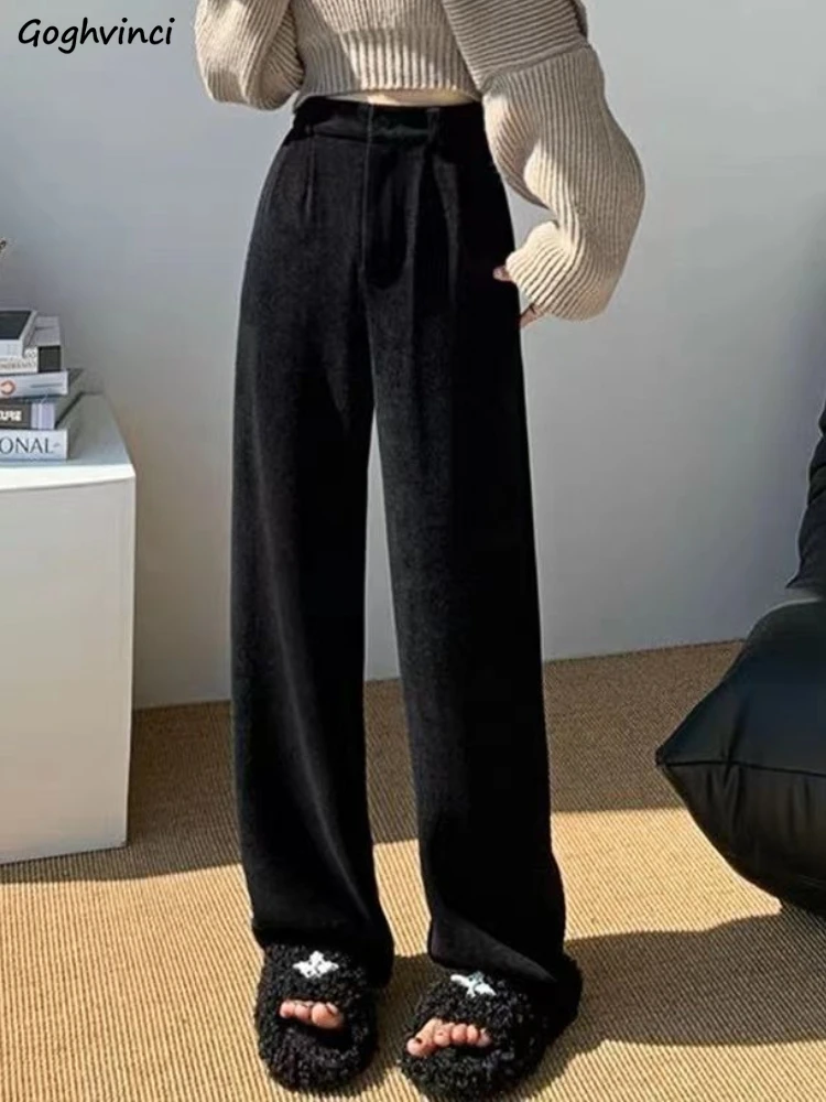 

S-4XL Casual Pants Women All-match Autumn Warm Simple Daily Vintage Prevalent Korean Style Stylish Basics Young Personality Cozy