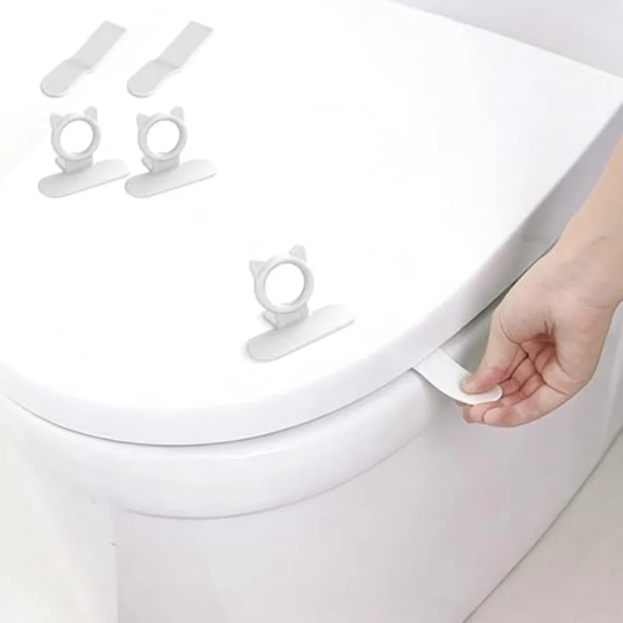 

4PCS Toilet Seat Lifter for and Women with Long Nails and Acrylics Hygienic Touch-Free Toilet Seat Handle Self-Adhesive Anti-Di