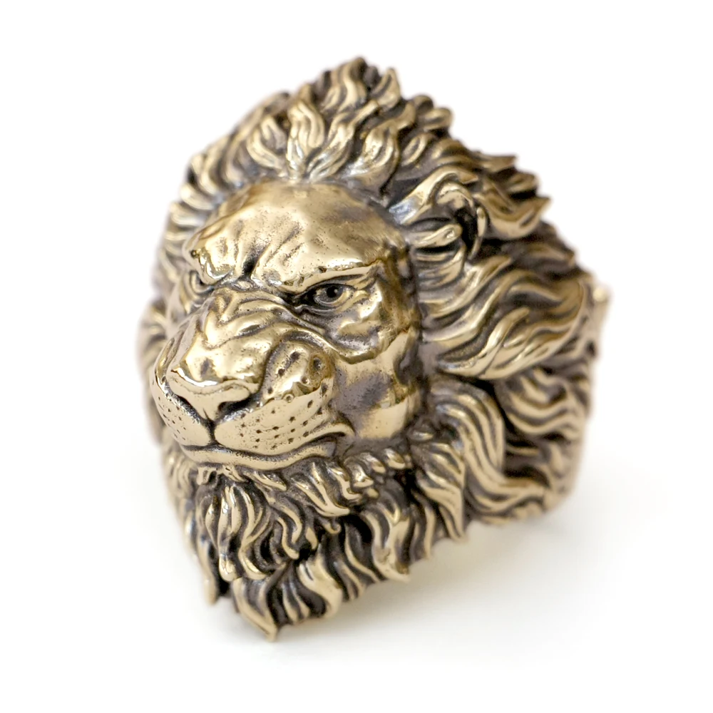 Huge Heavy Brass Angry Lion Ring Punk Animal Jewelry BK383 Open US Size 8~15