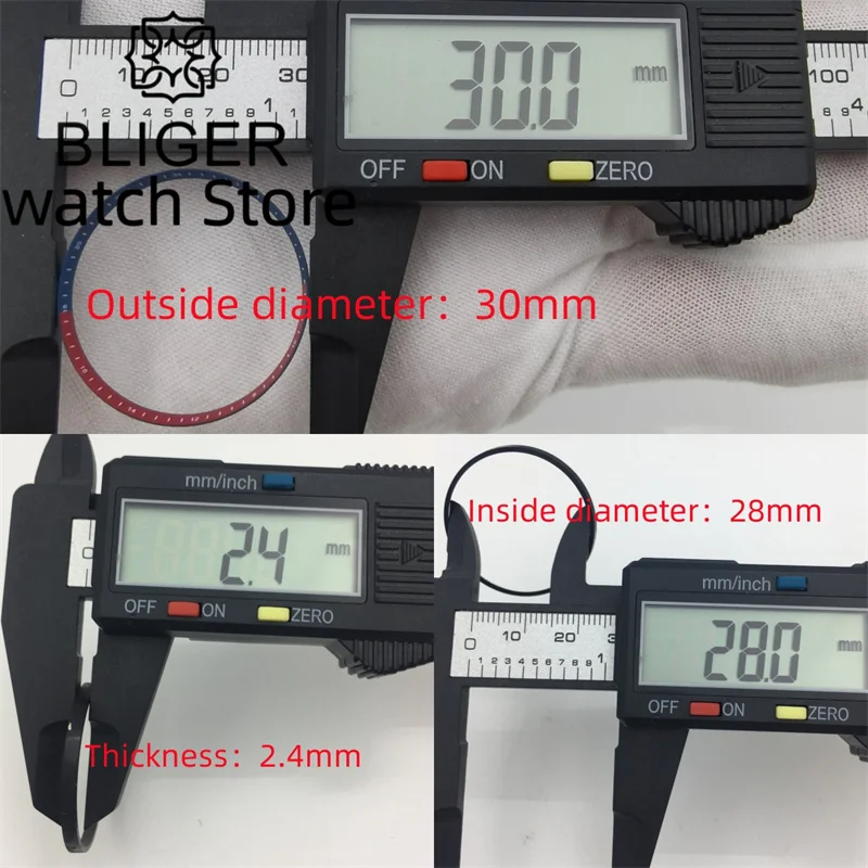 BLIGER Watch case Parts 30mm*28mm*2.4mm Chapter Ring Two-color GMT/ Monochrome chapter ring for 40mm diving series watch case