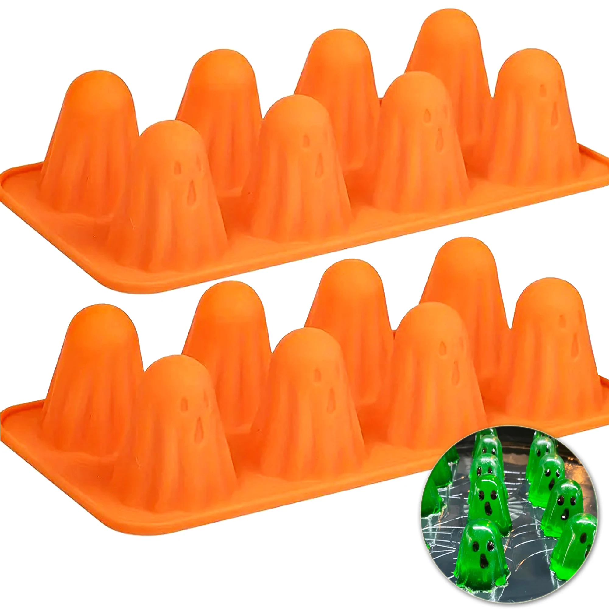 1 Pack Silicone Halloween Candy Mold Ghost Thick Baking Mold Non-Stick for Making Chocolate Jelly Pudding Cake Candy Mousse