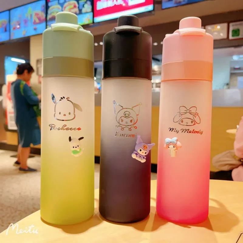 650Ml Sanrio My Melody Kuromi Water Cup Sports Portable Large Capacity Spray Water Bottle Kawaii Pochacco Cartoon Birthday Gift