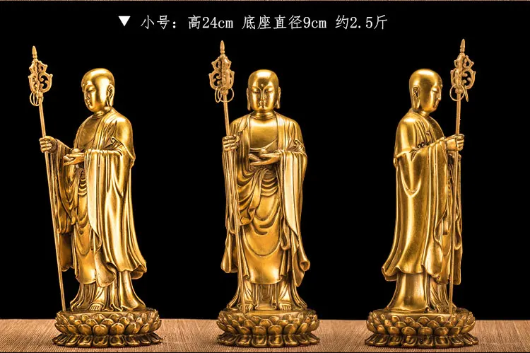 

GOOD Ksitigarbha Bodhisattva Buddha figure # Buddhist disciple HOME family efficacious Protection FENG SHUI copper statue 24 CM