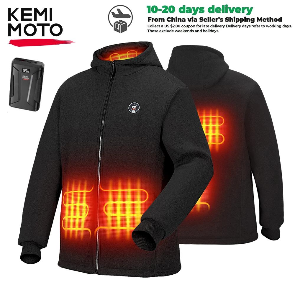

KEMIMOTO Thermal Hoodie Heated Jacket Unisex Winter Warm with 20000mAh Battery Motorcycle Riding Ski Hiking for Outdoor Sports