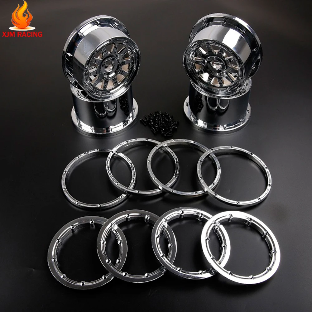 Chrome Wheel Hub with Ring Set for 1/5 Hpi Rofun Rovan Kingmotor Mcd Gtb Racing Baja 5b Ss Truck Rc Car Toys Parts