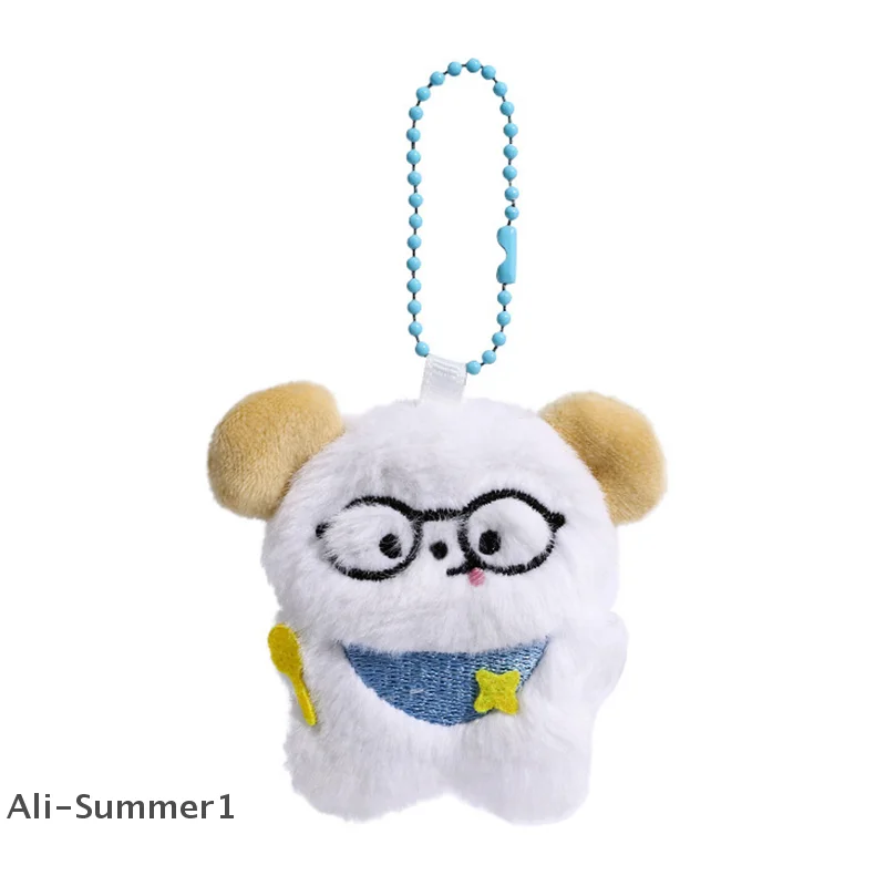 【E】Cute Cat Plush Toy Keychain Cartoon Headphones Cat Soft Stuffed Doll Pendant Car Key Ring Backpack Bag Decor Kid Gift