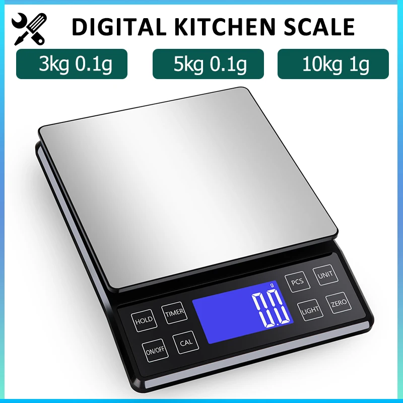 Digital Kitchen Scale LED Display 3kg/5kg/10kg Stainless Steel Panel Electronic Scales Home Jewelry Food Weighing Baking Tools