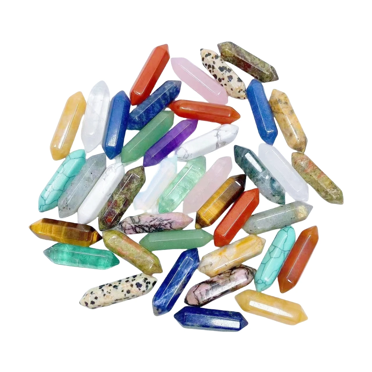 

Hexagonal Double Points Towers Crystal Chakra Healing Meditation Therapy Quartz Wands Reiki Gemstone DIY Jewelry Home Decor Gift