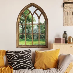 Creative convenient arch false window green plant bedroom living room entrance dormitory home decoration wall stickers