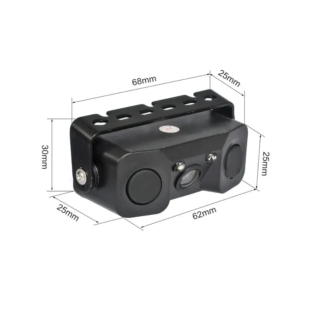 3IN1 Video Parking Sensor Car Reverse Backup Rear View Camera with 2 Radar Detector Sensors BiBi Alarm Indicator