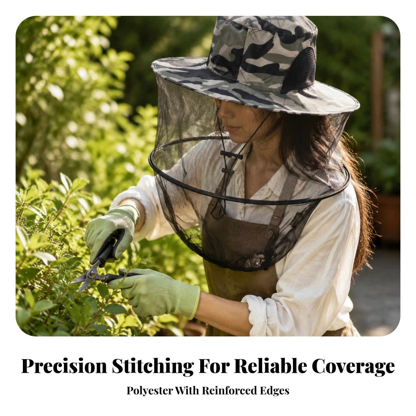 Beekeeping Hat with Mesh Veil Wide Brim Bee Hat with Veil Headwear Breathable Lightweight for Beekeepers, Gardening, Camping