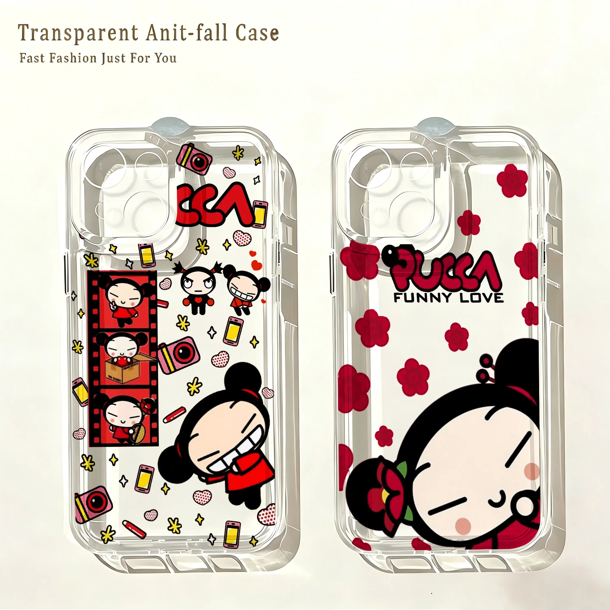 Coque de téléphone transparente motif dessin animé Puccas Garus pour iPhone 17e 17 16 16e 15 14 13 12 11 Mini Pro Max X XR XSMax 7 8 Air Plus