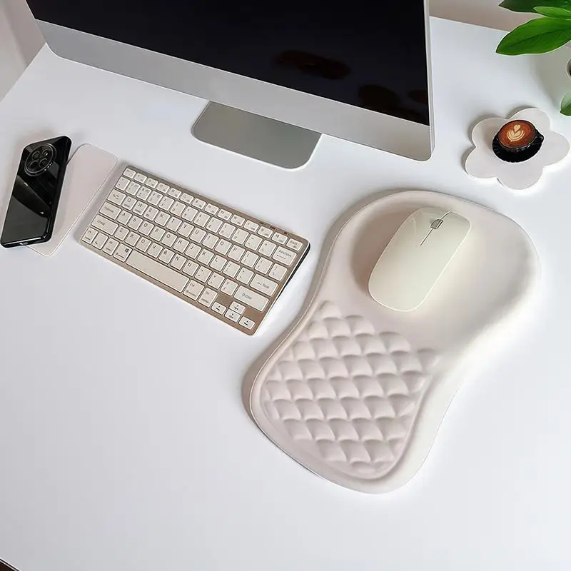 Ergonomic Memory Foam Mouse Pad With Wrist Support And Non Slip Bottom Perfect For Office Work Gaming Long Hour Computer Use