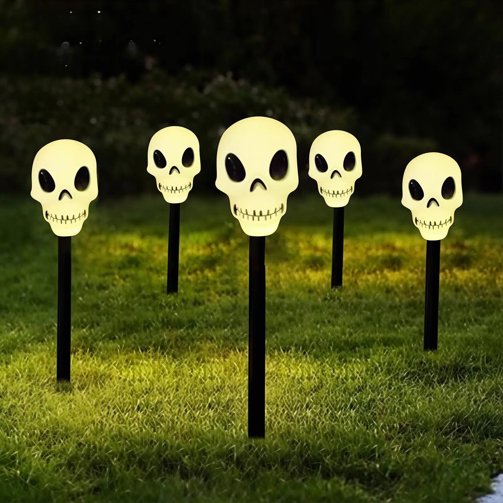 Halloween Solar Stake Lights 5 Pieces Waterproof Scary Lighted Sculpture Solar Skeleton Light For Lawn Balcony Outside Landscape