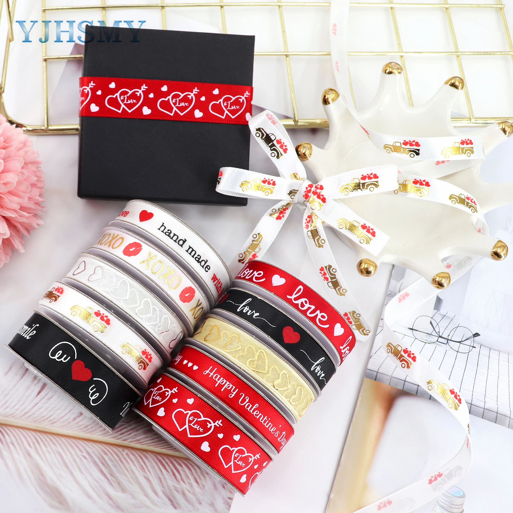 Red Ribbon for Valentines Day Decorations, Ribbons for Crafts Love