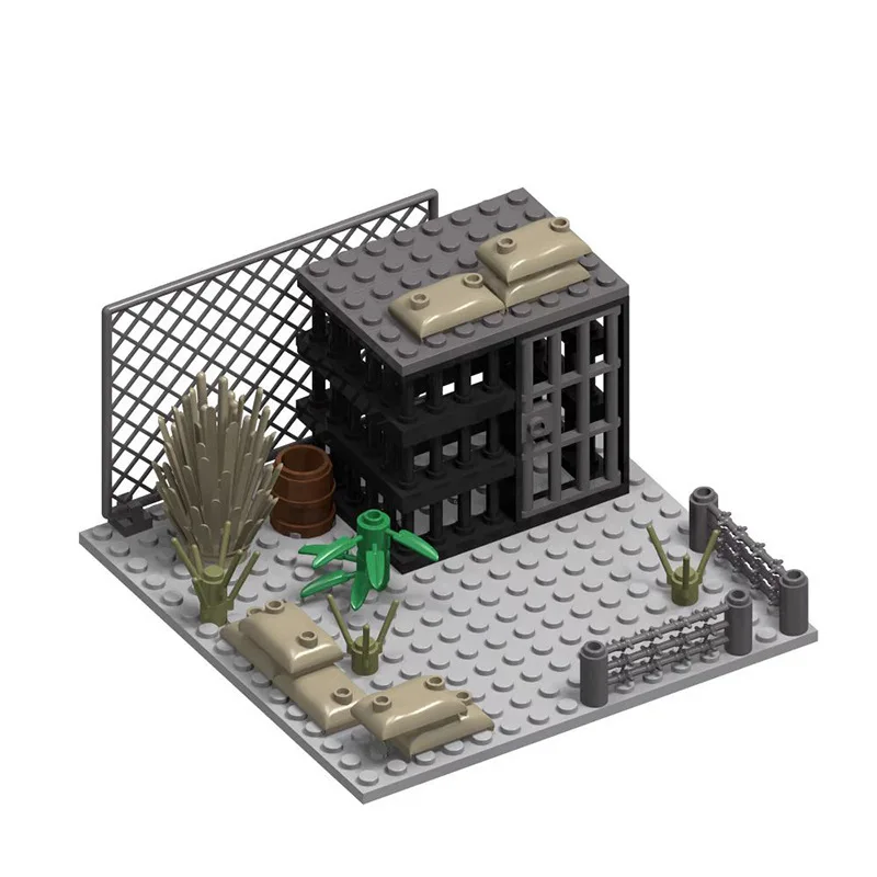 New World War II ruins scene prison sentry post command post military building blocks bricks toys for Boys Children Audlt