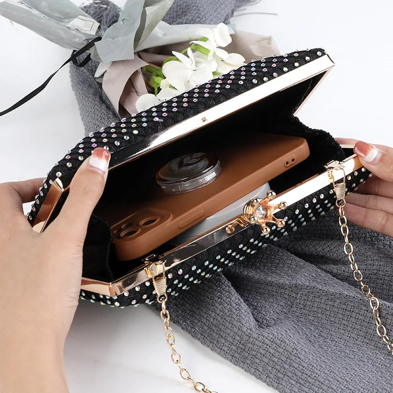 European and American Crossbody Evening Party Bag Cross-Border Versatile Elegant Women's Fashion Portable Chain Underarm Shoulde