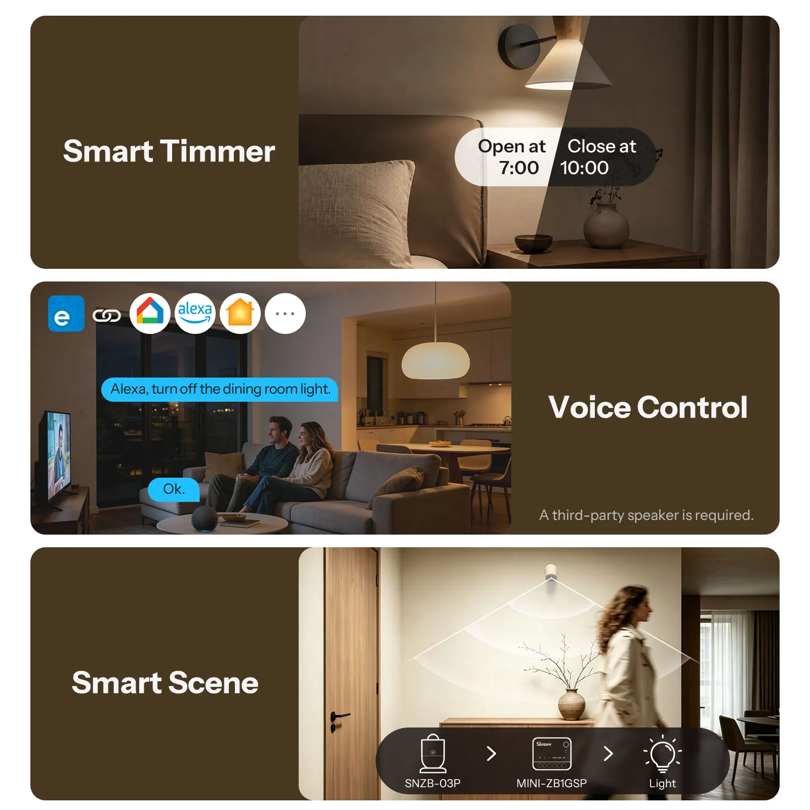 SONOFF MINI-ZB1GSP MINI ONE PM Inteligentny Przełącznik Zigbee 16A Max Monitorowanie Energii i Rachunków za Elektryczność, Pomiar Obciążenia, Apple Home przez Mostek Matter — zdjęcie produktu 5