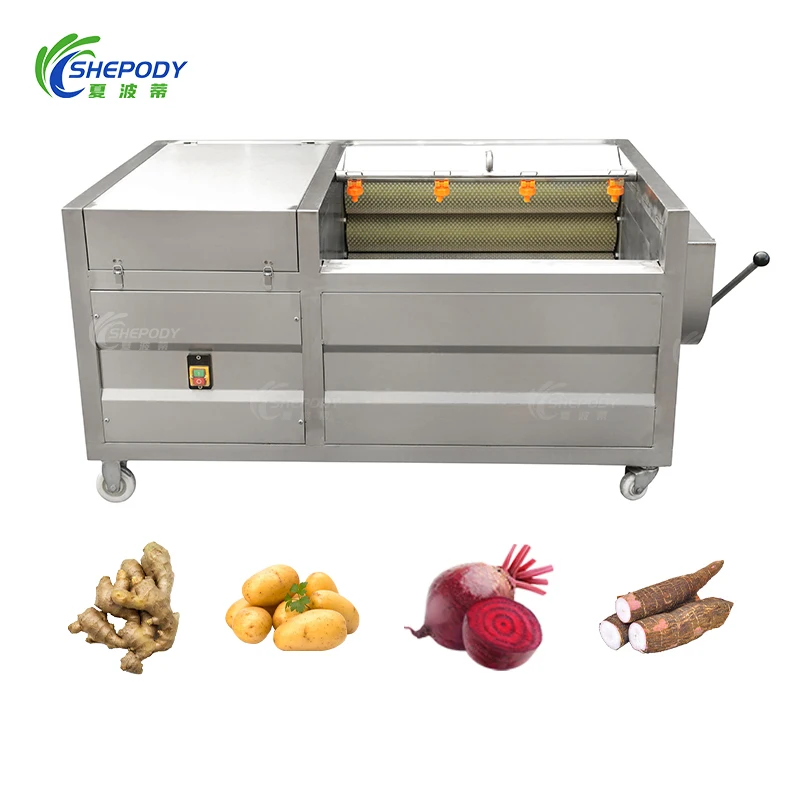 Commercial Fruit Cleaning Vegetables Cleaning Machine Roller Brush Vegetable Carrot Peeling Potato Batch Washing Peeling Machine