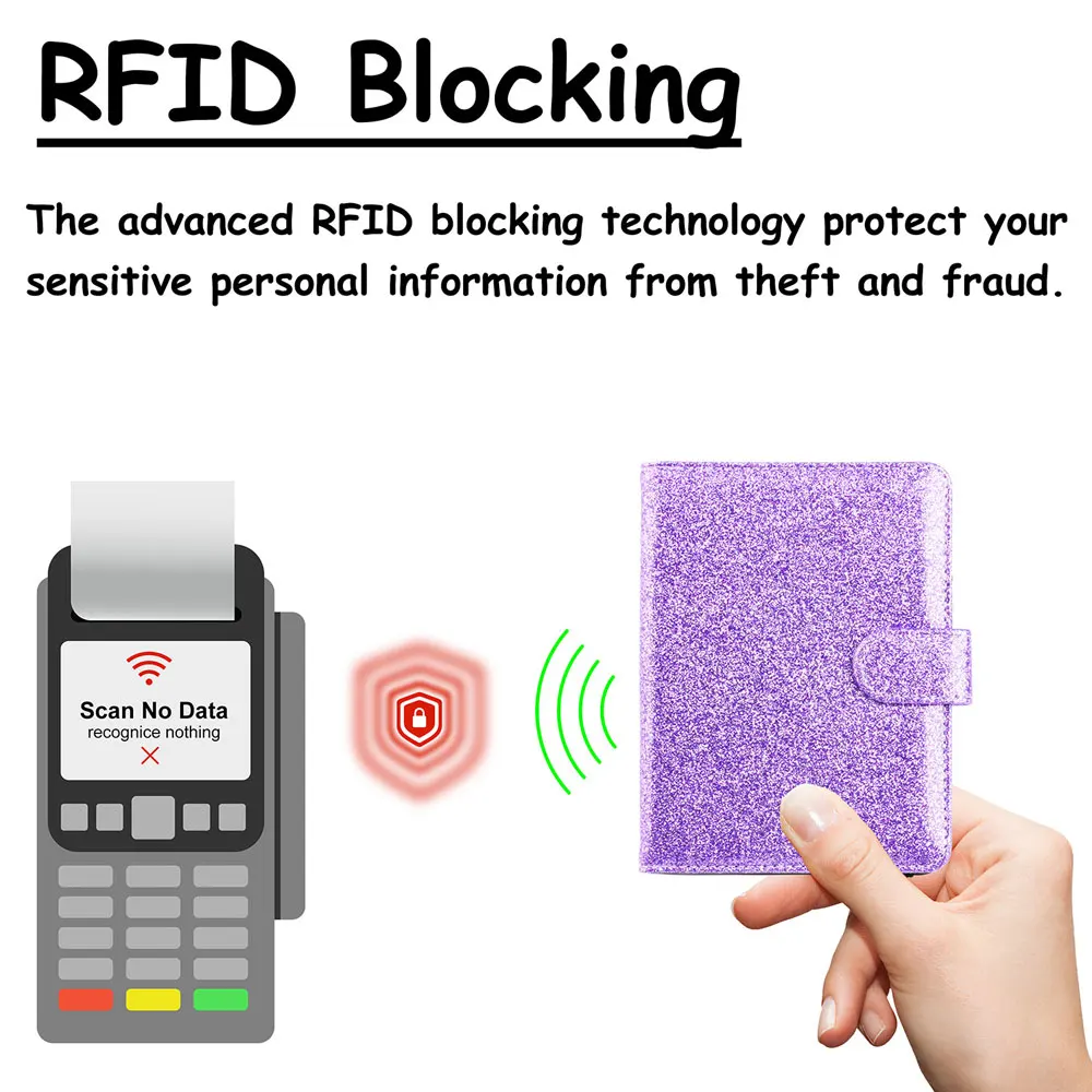 맞춤형 스파클링 패션 멀티 여행 RFID 여권 거치대 커버 지갑 가방, 보호대 럭셔리 가죽 지갑 케이스