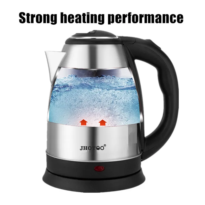 1.8L 220V Stainless Steel Electric Kettle Silver Black Base Separation Desion Rust-resistant Durable for Home During Travel