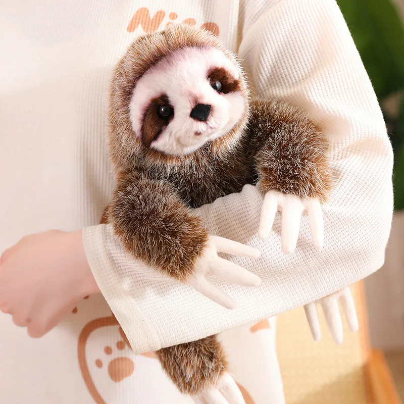 

Nice High Quality Cute Realistic Sloth Plush Stuffed Animal Toys Fluffy Hair Soft Plushie Three Toed Doll Children Kids Gifts